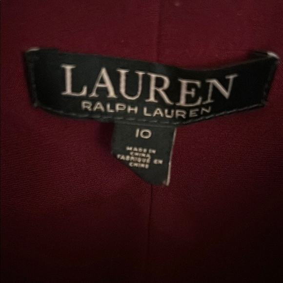 Lauren Elegant Wine V-Neck Ruched Cocktail Dress, size 10 - Picture 5 of 6